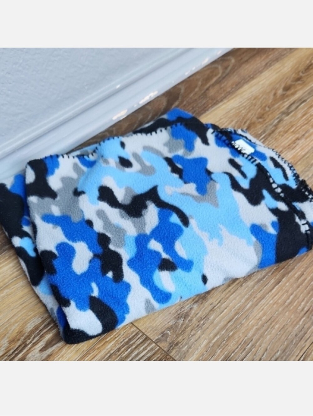 Mainstays Blue Camo Throw Blanket Black Gray